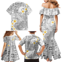 Tonga Christmas Family Matching Mermaid Dress and Hawaiian Shirt Kilisimasi Fiefia Retro Style White LT05 - Polynesian Pride