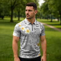 Tonga Christmas Zipper Polo Shirt Kilisimasi Fiefia Retro Style White - Polynesian Pride