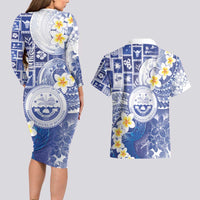 Federated States Of Micronesia Christmas Couples Matching Long Sleeve Bodycon Dress and Hawaiian Shirt Retro Style Bright Version LT05 - Polynesian Pride