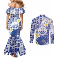 Federated States Of Micronesia Christmas Couples Matching Mermaid Dress and Long Sleeve Button Shirt Retro Style Bright Version LT05 - Polynesian Pride