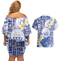 Federated States Of Micronesia Christmas Couples Matching Off Shoulder Short Dress and Hawaiian Shirt Retro Style Bright Version LT05 - Polynesian Pride