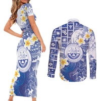 Federated States Of Micronesia Christmas Couples Matching Short Sleeve Bodycon Dress and Long Sleeve Button Shirt Retro Style Bright Version LT05 - Polynesian Pride
