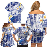 Federated States Of Micronesia Christmas Family Matching Off Shoulder Short Dress and Hawaiian Shirt Retro Style Bright Version LT05 - Polynesian Pride