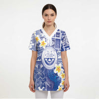 Federated States Of Micronesia Christmas Scrub Top Retro Style Bright Version LT05 - Polynesian Pride