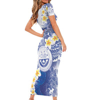 Federated States Of Micronesia Christmas Short Sleeve Bodycon Dress Retro Style Bright Version - Polynesian Pride