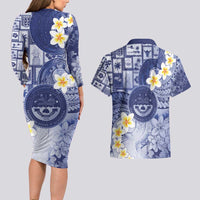 Federated States Of Micronesia Christmas Couples Matching Long Sleeve Bodycon Dress and Hawaiian Shirt Retro Style Dark Version LT05 - Polynesian Pride