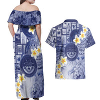 Federated States Of Micronesia Christmas Couples Matching Off Shoulder Maxi Dress and Hawaiian Shirt Retro Style Dark Version LT05 - Polynesian Pride