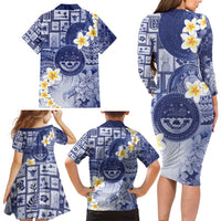 Federated States Of Micronesia Christmas Family Matching Long Sleeve Bodycon Dress and Hawaiian Shirt Retro Style Dark Version LT05 - Polynesian Pride