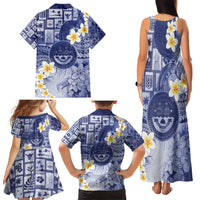 Federated States Of Micronesia Christmas Family Matching Tank Maxi Dress and Hawaiian Shirt Retro Style Dark Version LT05 - Polynesian Pride