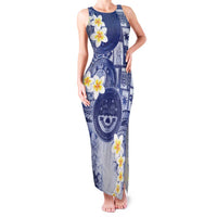 Federated States Of Micronesia Christmas Family Matching Tank Maxi Dress and Hawaiian Shirt Retro Style Dark Version LT05 Mom's Dress Navy - Polynesian Pride