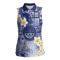 Federated States Of Micronesia Christmas Women Sleeveless Polo Shirt Retro Style Dark Version LT05 Female Navy - Polynesian Pride