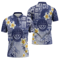 Federated States Of Micronesia Christmas Zipper Polo Shirt Retro Style Dark Version - Polynesian Pride