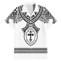 Personalised Melanesian Brotherhood Family Matching Mermaid Dress and Hawaiian Shirt With Tribal Pattern LT05 Dad's Shirt - Short Sleeve White - Polynesian Pride
