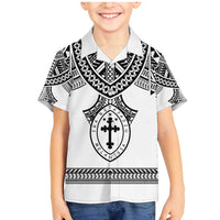 Personalised Melanesian Brotherhood Family Matching Mermaid Dress and Hawaiian Shirt With Tribal Pattern LT05 Son's Shirt White - Polynesian Pride