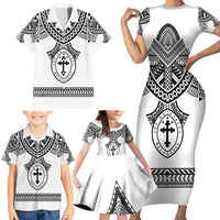 Personalised Melanesian Brotherhood Family Matching Short Sleeve Bodycon Dress and Hawaiian Shirt With Tribal Pattern LT05 - Polynesian Pride