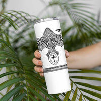 Personalised Melanesian Brotherhood Skinny Tumbler With Tribal Pattern - Polynesian Pride