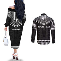 Personalised Melanesian Brotherhood Couples Matching Off The Shoulder Long Sleeve Dress and Long Sleeve Button Shirt Ministry Faith And Mission LT05 - Polynesian Pride