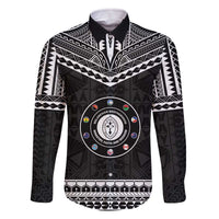 Personalised Melanesian Brotherhood Family Matching Off The Shoulder Long Sleeve Dress and Hawaiian Shirt Ministry Faith And Mission LT05 Dad's Shirt - Long Sleeve Black - Polynesian Pride