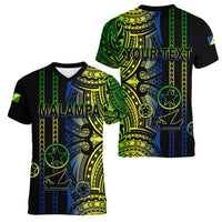 Custom Vanuatu Malampa Women V Neck T Shirt Polynesian Tribal LT6 - Polynesian Pride
