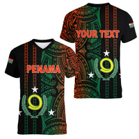 Custom Vanuatu Penama Women V Neck T Shirt Polynesian Tribal LT6 - Polynesian Pride