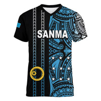 Custom Vanuatu Sanma Women V Neck T Shirt Polynesian Tribal LT6 Female Black - Polynesian Pride