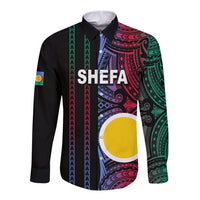 Custom Vanuatu Shefa Long Sleeve Button Shirt Polynesian Tribal LT6 Unisex Black - Polynesian Pride