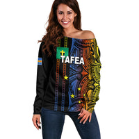 Custom Vanuatu Tafea Off Shoulder Sweater Polynesian Tribal LT6 Women Black - Polynesian Pride