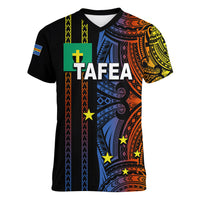 Custom Vanuatu Tafea Women V Neck T Shirt Polynesian Tribal LT6 Female Black - Polynesian Pride