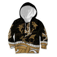 Polynesian Tribal Kid Hoodie with Sharks Tattoo Gold LT6 Hoodie Gold - Polynesian Pride