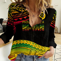 Custom Tribal Vanuatu Women Casual Shirt Pround To Be A Ni-Van LT6 Female Black - Polynesian Pride