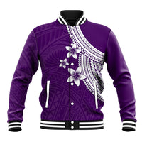 Polynesian Baseball Jacket With Plumeria Flower Purple LT6 Unisex Purple - Polynesian Pride