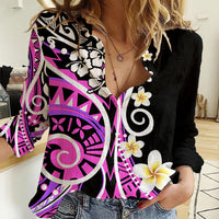 Plumeria Polynesian Women Casual Shirt Trending Pink LT6 Female Pink - Polynesian Pride