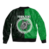 Custom Rarotonga Of Cook Islands Bomber Jacket Mix Half Black LT6 - Polynesian Pride