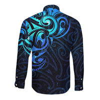 Matariki New Zealand Long Sleeve Button Shirt Maori New Year Galaxy Sky Blue LT6 - Polynesian Pride