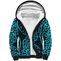 New Zealand Sherpa Hoodie Maori Pattern Light Blue LT6 Unisex Blue - Polynesian Pride