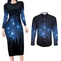 Matariki Te Tau Hou Māori Couples Matching Long Sleeve Bodycon Dress and Long Sleeve Button Shirt New Zealand Starry Sky LT7 Galaxy - Polynesian Pride