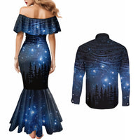 Matariki Te Tau Hou Māori Couples Matching Mermaid Dress and Long Sleeve Button Shirt New Zealand Starry Sky LT7 - Polynesian Pride