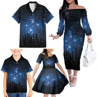Matariki Te Tau Hou Māori Family Matching Off The Shoulder Long Sleeve Dress and Hawaiian Shirt New Zealand Starry Sky LT7 - Polynesian Pride