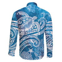 World Ocean Day Polynesian Pattern Family Matching Short Sleeve Bodycon Dress and Hawaiian Shirt Crystal Waves LT7 - Polynesian Pride