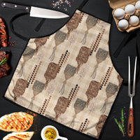 Aloha Hawaii Vintage Kahili Pa'a Lima Apron Palaka Print Cozy Beige
