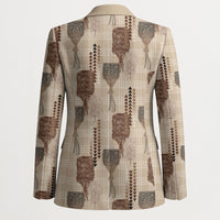 Aloha Hawaii Vintage Kahili Pa'a Lima Blazer Palaka Print Cozy Beige