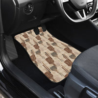 Aloha Hawaii Vintage Kahili Pa'a Lima Car Mats Palaka Print Cozy Beige