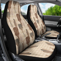 Aloha Hawaii Vintage Kahili Pa'a Lima Car Seat Cover Palaka Print Cozy Beige