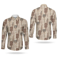 Aloha Hawaii Vintage Kahili Pa'a Lima Couples Matching Tank Maxi Dress and Long Sleeve Button Shirt Palaka Print Cozy Beige