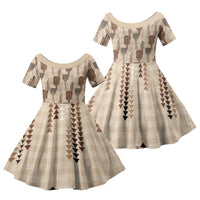 Aloha Hawaii Vintage Kahili Pa'a Lima Family Matching Summer Maxi Dress and Hawaiian Shirt Palaka Print Cozy Beige