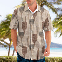 Aloha Hawaii Vintage Kahili Pa'a Lima Hawaiian Shirt Palaka Print Cozy Beige