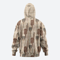 Aloha Hawaii Vintage Kahili Pa'a Lima Hoodie Palaka Print Cozy Beige