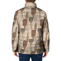 Aloha Hawaii Vintage Kahili Pa'a Lima Padded Jacket Palaka Print Cozy Beige