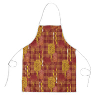 Aloha Hawaii Vintage Kahili Pa'a Lima Apron Palaka Print Hilo Royal Red-Yellow