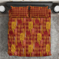 Aloha Hawaii Vintage Kahili Pa'a Lima Bedding Set Palaka Print Hilo Royal Red-Yellow